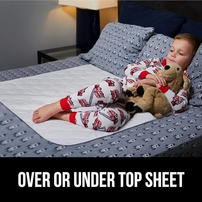 GORILLA GRIP Washable Underpads, Waterproof Reusable Heavy Absorbency Incontinence Bed Pads, Leak Proof Toddler Mattress Pad, 52x44 Slip Resistant Protector for Bedwetting, Adults and Kids, White