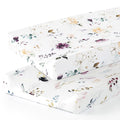 GRSSDER Stretch Ultra Soft Jersey Knit Changing Pad Cover Set 2 Pack,Change Table Pad Covers Fit 32"/34" x 16" Pads Safe and Snug,Watercolor Pretty Purple Flora for Girls