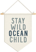 Wheatwin Ocean Nursery Decor, Stay Wild Ocean Child Wall Hanging Pennant Flag Banner, Coastal Beach Wall Decor for Kids Boys Girls Toddler Nursery Room Bedroom Playroom 15x11 Inch