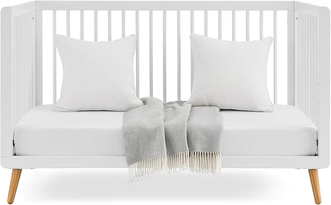 Tatum 3-in-1 Convertible Crib - Included Toddler Guard Rail, White Finish, Adjustable Mattress Height, Converts to Toddler Bed & Daybed, Fits Standard Full-Size Crib Mattress