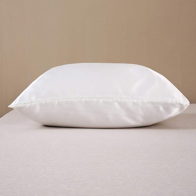 Silky Satin Toddler Pillowcases Set of 2, Super Soft Travel Pillow Covers, Small Kids Pillow Cases with Envelope Closure, 13"x 18", Ivory