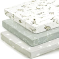 GRSSDER Pack n Play Sheets Fitted 3 Pack, Stretchy Ultra Soft Jersey Knit Pack and Play Sheets, Universal Fitted Portable/Mini Crib Mattresses Snug and Safe, Cute Dinosaurs for Boy and Girl