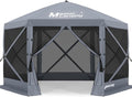 MASTERCANOPY 10x10FT Pop Up Gazebo Screen Tent - Instant Screen House with Netting, Quick Set, Outdoor Canopy Shelter with Carry Bag for Camping, Backyard & Patio (Gray)