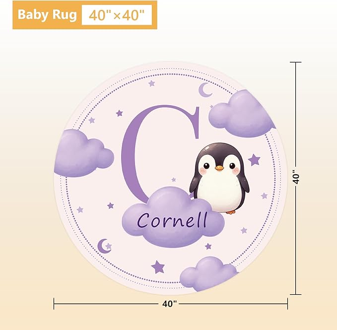 Custom Baby Bedding Set, 5 Pcs Personalized Baby Crib Sets with Name, Toddler Bedding Set for Baby Girl Boy, Purple Penguin Double Layer Nursery Bedding Set, Customized Gift for Infant Newborn