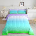Feelyou Blue Green Ombre Comforter King Size, Colorful Gradient Comforter Set for Boys Girls Rainbow Ombre Bedding Set Luxury Modern Duvet Set Decorative Microfiber Bed Set