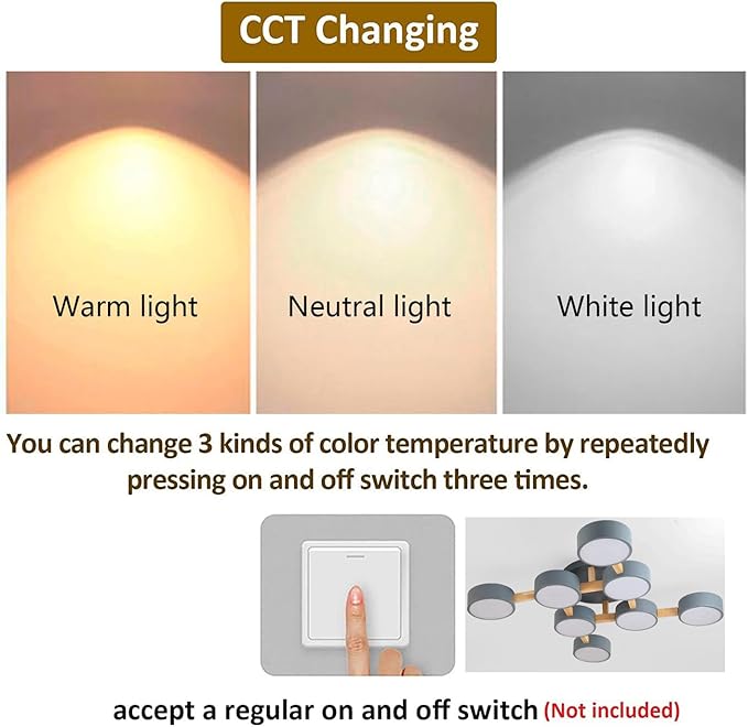 LED Flush Mount Ceiling Light Fixture with 3000K/4000K/6000K Temperatures Selectable,44Inch 96W Chandelier Modern Wood Ceiling Lamp for Bedroom Kitchen, 8-Lights Indoor Lighting Grey Pendant Light
