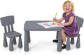HONEY JOY Kids Table and Chair Set, Plastic Children Activity Table and 2 Chairs for Art Craft, Easy-Clean Tabletop, 3-Piece Toddler Furniture Set for Daycare Playroom, Gift for Boys Girls (Grey)