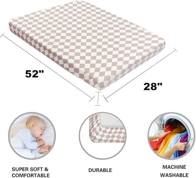 Fitted Baby Neutral Crib Sheets Bear and Buffalo Check Plaid Breathable Unisex Baby Standard Crib Sheet Set for Boys or Girls