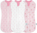 Baby Swaddle 0-2 Months, Cotton Arm-In Zipper Sleep Sack, Wearable Blankets Wrap for Newborn Infant Girls (Bow, Heart, Strawberry, Pack of 3)
