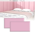 3D Anti-Collision Wall Padding for Kids, Peel and Stick Upholstered Wall Panels, Queen Headboard, Playroom Decorative Protection Panel, Pack of 2 Panels Sized 23.6” X 11.8” (Pink)
