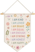 Wheatwin Positive Affirmations Wall Decor, Girl Nursery Decor, Pastel Floral Wall Hanging Pennant Flag Banner for Toddler Baby Girls Room Bedroom Dorm Playroom 15x11 Inch