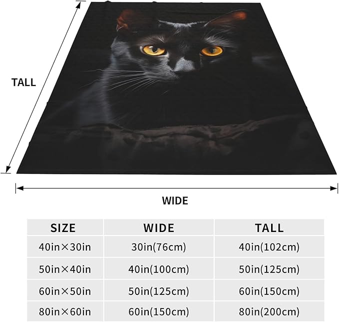Cute Black Cat Blanket Gifts for Cat Lovers Girls Women Animal Kitten Flannel Throw Blankets for Home Couch Bed Sofa Soft Fuzzy Lightweight Decor Adults All Season 60x50 Inches