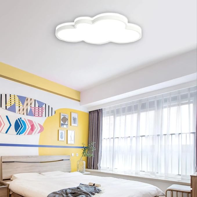 Dimmable LED Flush Mount Ceiling Light Fixture with Cloud Shape,22W 19Inch Close to Ceiling Lamp Modern Lights for Bedroom Kitchen, White Recessed Indoor Lighting 3000K-6000K Light Color Adjustable