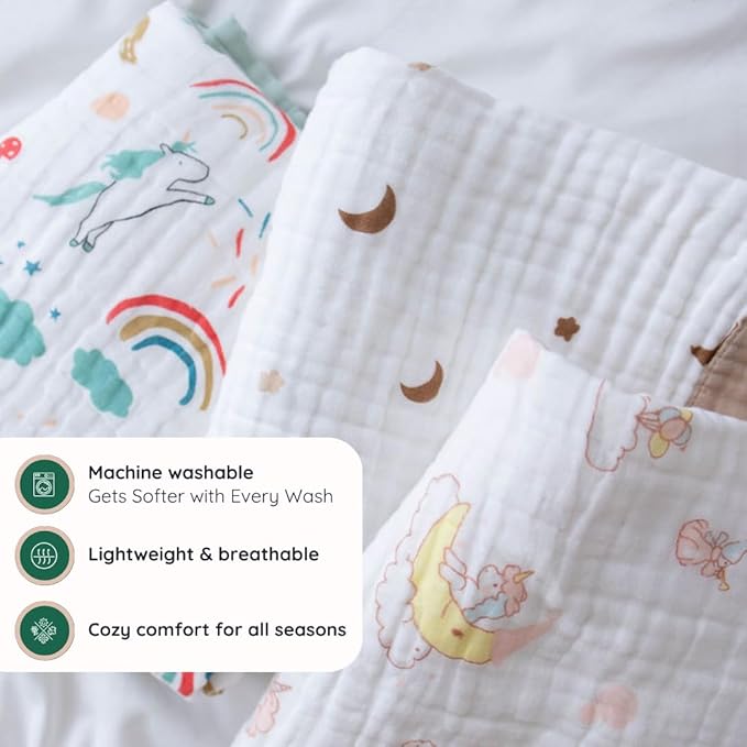 100% Cotton Muslin Baby Blanket | Soft & Breathable 6-Layer Swaddle & Receiving Blanket | Lightweight Quilt for Newborns, Infants & Toddlers | Gender-Neutral (Vroom Vroom)