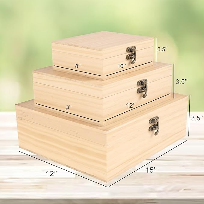 Personalized Walnut/Pine Wooden Keepsake Box 8 * 6 * 3in, Custom Engraved Family Memory Wooden Box, Large Walnut with Initials Story Storage Boxes, Personalized Name Decorative Boxes