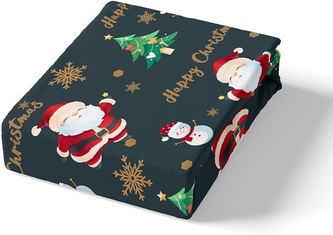 Christmas Duvet Cover Set King Size, Santa Claus Xmas Trees Snowman Sonwflake Comforter Cover with 2 Pillowcases, New Year Theme Bedding Set for Kids Boy Girl Lightweight Bedspread Cover,No Comforter
