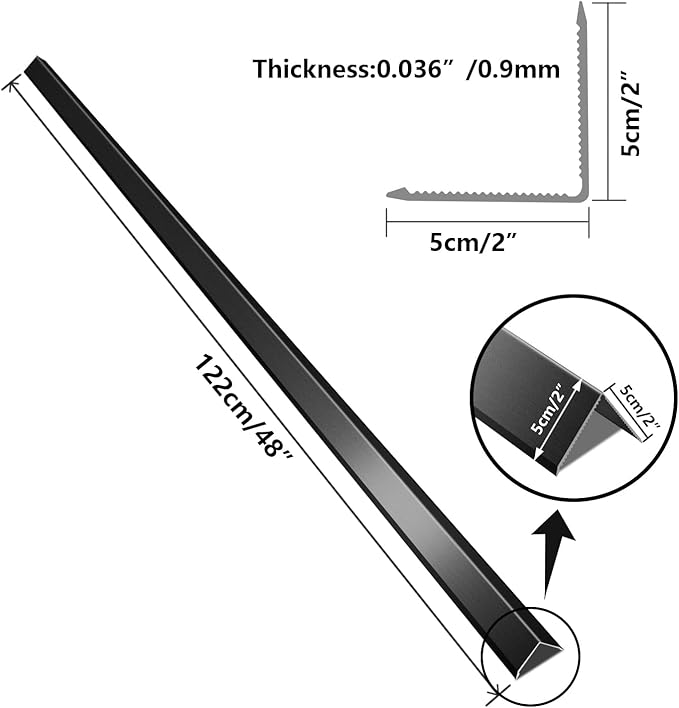 Aluminum Alloy Black Corner Guards Black Wall Corner Protector Wall Corner Protectors with 90° Angle, L Shaped Metal Protectors Guards 19Ga / 0.7mm Thickness (2x2x48 Inch * 10PCS)