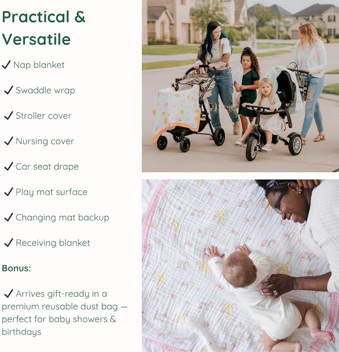 100% Cotton Muslin Baby Blanket | Soft & Breathable 6-Layer Swaddle & Receiving Blanket | Lightweight Quilt for Newborns, Infants & Toddlers | Gender-Neutral (Magical Mermaid Dreams)