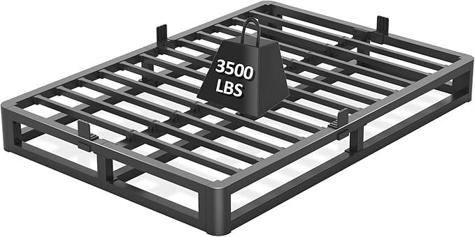 6 Inch Queen Bed Frame with Round Corner Edges, Low Profile Queen Metal Platform Bed Frame with Steel Slat Support, No Box Spring Needed/Easy Assembly/Noise Free Mattress Foundation