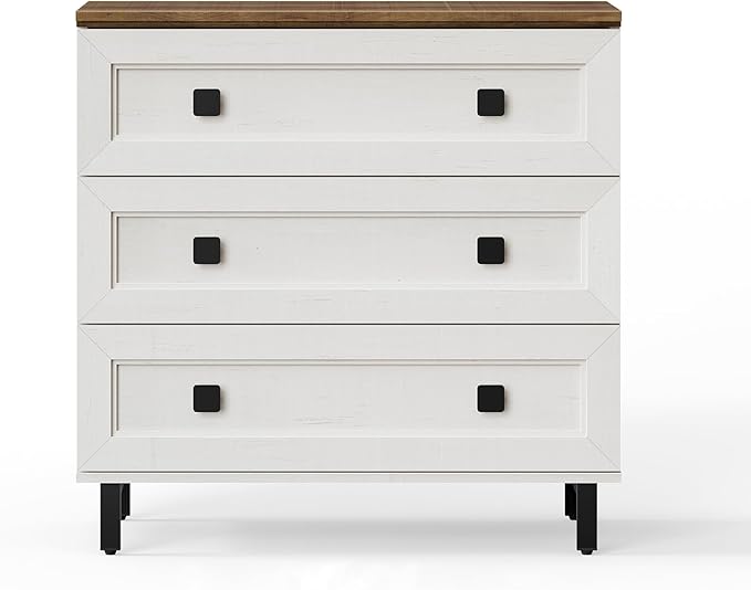 Modern White Dresser for Bedroom with 3 Drawers,Chest of Drawers with Organizer Storage for Bed Room,Livingroom Hallway