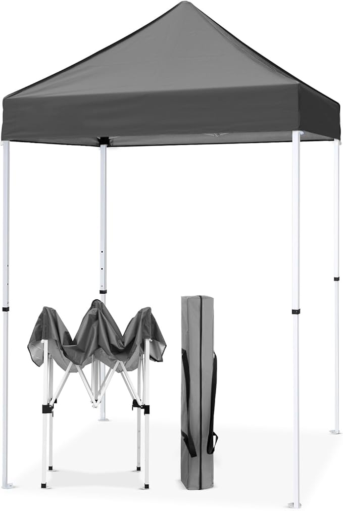 EAGLE PEAK 5x5 Pop Up Canopy Tent Instant Outdoor Canopy Easy Set-up Straight Leg Folding Shelter, Gray