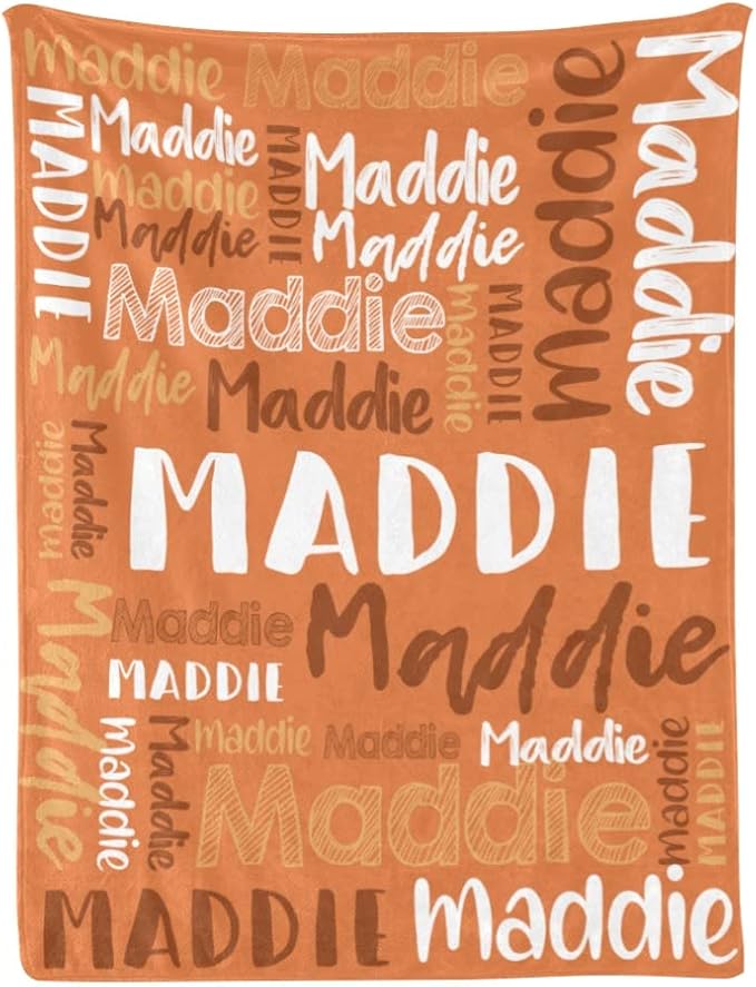 Dr.TOUGH Personalized Blankets with Name Customized Baby Blankets for Girls Boys Adults Monogrammed Blankets and Throws Christmas Birthday Mothers Fathers Valentines Day Gift (Dark-Orange,30''×40'')