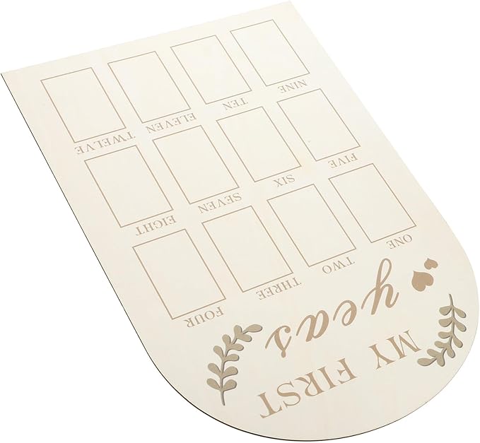 Wooden Milestone Photo Frame First Year Display Board for Newborns Months Keepsake with Sturdy Construction and Simple Design for Nursery Decoration