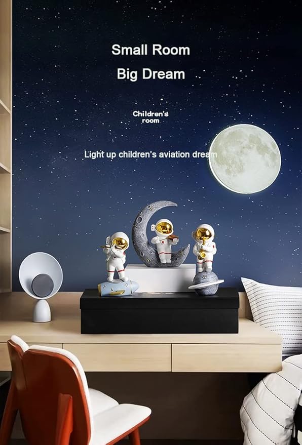 Paimuni Astronaut Figurine Home Decor Resin Spaceman Statue White Gold Gray Sculpture for Desktop Bookshelf Office Living Room