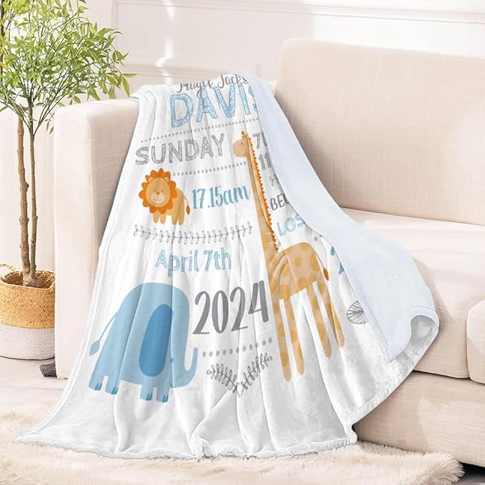 OLIVE OLIVIA Personalized Monthly Baby Milestone Blanket, Baby Months Blanket, Perfect Custom Newborn Gifts,50"x60"