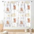 Cartoon Bear Curtains, Kids Boys Girls Cute Lovely Bear Star Cloud Ballon Pastel Window for Baby Living Room Bedroom Nursey Toddler Classroom 2 Panels, 42"x63" Inch