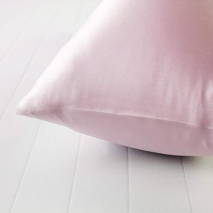 Silky Satin Toddler Pillowcases Set of 2, Super Soft Travel Pillow Covers, Small Kids Pillow Cases with Envelope Closure, 13"x 18", Pink