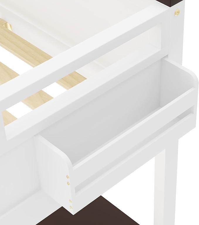 Bellemave Queen Loft Bed with Desk, Queen Size Loft Beds with Storage Shelves for Kids Adults Boys Girls Teens, White