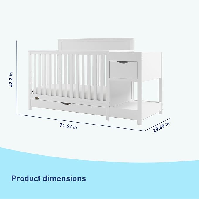Graco Shiloh 5-in-1 Convertible Crib & Changer with Drawer (White) – GREENGUARD Gold Certified Baby Crib Crafted from Wood, Converts to Toddler Bed, Daybed, and Full-Size Bed