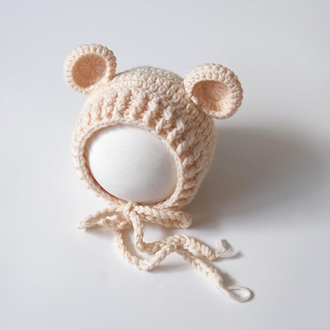 Zeroest Newborn Baby Boy Girl Photography Props Bear Hat Outfits Crochet Kint Handmade Cap Set for Newborn Photo Shoot