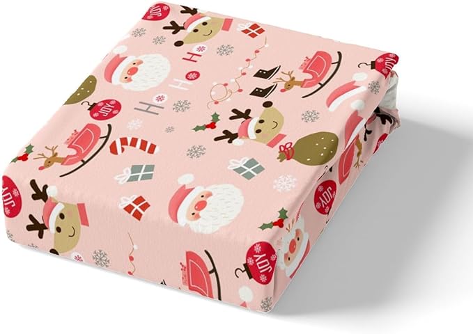 Manfei Christmas Duvet Cover Set Full Size, Santa Claus and Reindeer Bedding Set 3pcs for Kids Girls Adult, New Year Theme Comforter Cover Soft Polyester Quilt Cover with 2 Pillowcases,No Comforter