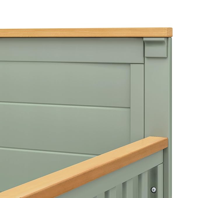 daVinci Shea 4-in-1 Baby Crib Convertible to Toddler Bed, Daybed, Full-Size Bed - FSC, GREENGUARD Gold Certified Wood Crib, Conversion Kits Sold Separately - 4 Adjustable Heights, Light Sage and Honey