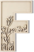 Layered 12 Inch Large Wooden Letters for Wall Decor, Flowered Paintable Wooden Nursery Letters for Crafts Wood Alphabet Letter F for Birthday Boho Nursery Name Sign Wedding Home Decoration