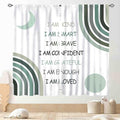 Rainbow Curtains for Girls Bedroom, Boho Rianbow Quotes Inspirational Motivational Positive Colorful Pastel Green Window Drapery for Baby Kids Living Room Toddler Nursery Classroom, 52"x84" Inch