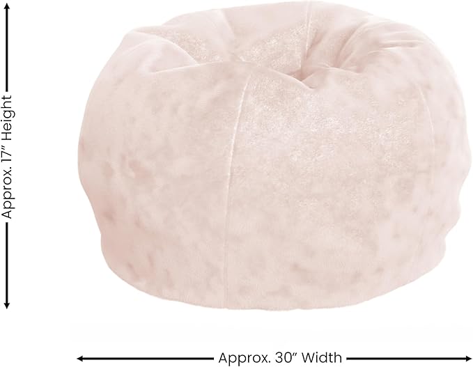 EMMA + OLIVER Daisy Small Blush Furry Bean Bag Chair for Kids and Teens