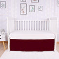 Box Pleated Crib Bed Skirt Premium 100% Cotton 800 Thread Count Nursery Crib Toddler Bedding Crib Bedskirt for Baby Boys or Baby Girls, (28" x 52") + 14" Drop Lenght - Burgundy Solid