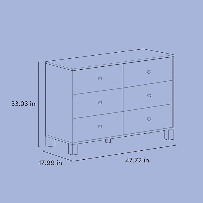 Storkcraft California 6-Drawer Double Dresser (White with Driftwood) - GREENGUARD Gold Certified, Interlocking Drawer System, Dresser Drawer Organizer for Kids Bedroom