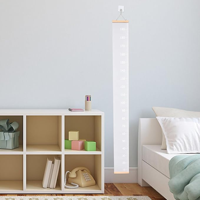 Height Growth Chart Ruler for Boys and Hanging Canvas Measurement Ruler for Home School Nursery Easy Storage Growth Record Tracking