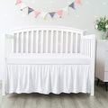 100% Egyptian Cotton, Nursery Crib Toddler (28" x 52" + 16") 800 Thread Count Crib Skirt Dust Ruffle, Bedding Skirts for Baby Boys or Girls, 16" Drop, White Solid