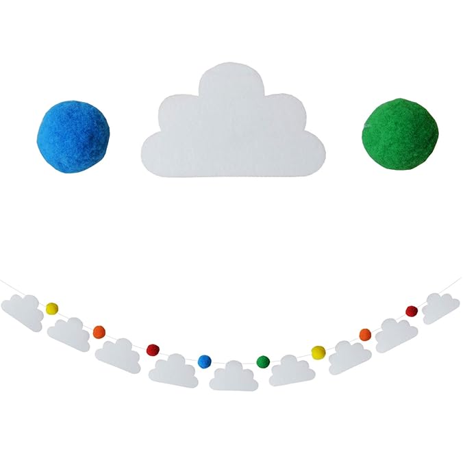 Baby Crib Mobile – Wooden Hanging Nursery Mobile for Bassinet, Baby Nursery Decor for Boys & Girls, Perfect for Shower Gift (Rainbow Birds in The Clouds, w/Garland) Sorrel + Fern