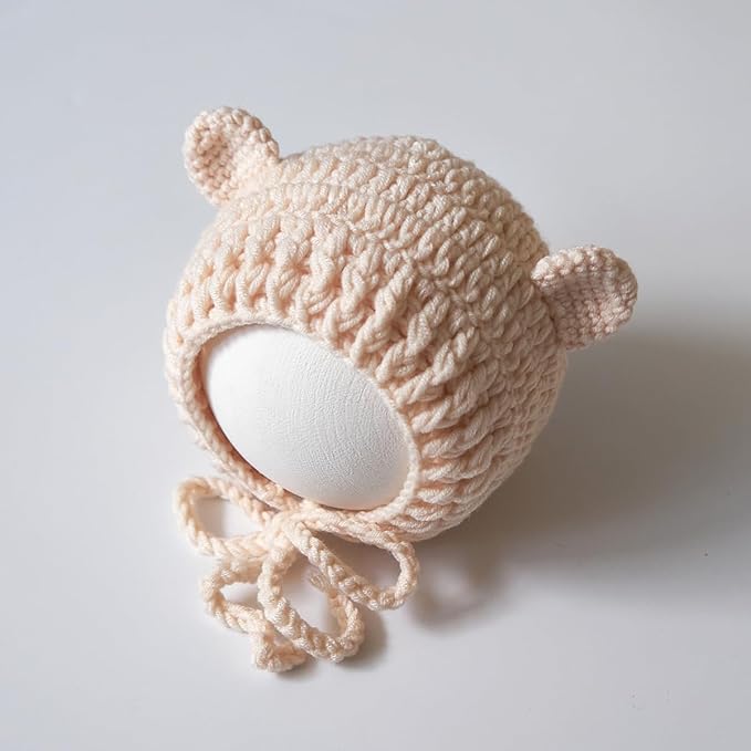 Zeroest Newborn Photography Outfits Boy Girl Bear Props Baby Photoshoot Crochet Bonnet Stuffed Animals for Newborn Photo