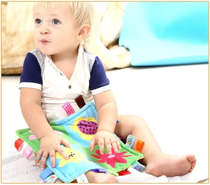 Inchant Colorful Ribbons Baby Taggy Blanket Comforter appese Towel, Flower Shape Kids Toddlers Security Blanket