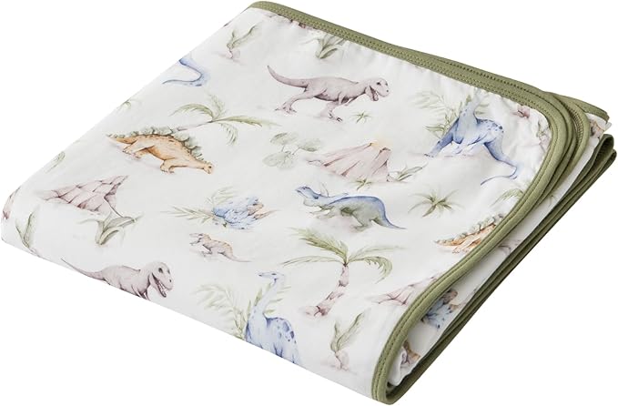 Little Jump Dinosaur Muslin Blanket Baby Quilt - Silky Soft and Breathable Crib Blanket for Daycare - Large 47" x 47" - 2 Layers Toddler Summer Blankets for Boys (Dinosaur-2)