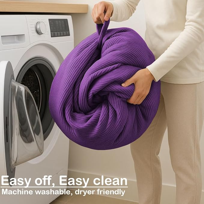 Nobildonna 3 ft Bean Bag Chair Cover (No Filler) 35"×43" Large Stuffed Animal Storage Bean Bag Washable Big Beanbag Chair Cover Premium Corduroy Bean Bag Cover for Adults,Kids,Purple 300L