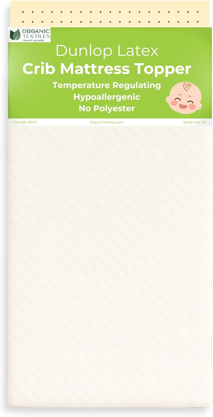 ORGANIC TEXTILES Organic Baby Mattress Topper with Tencel Removable Cover - GOLS/GOTS Certified - Breathable, Hypoallergenic, 2" Mini Sleeper (31"x18")