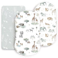 Ultra Soft Fitted Bassinet Sheets 3 Pack, Universal Fitted for.Baby Cradle Moses Basket Oval Rectangle Mattress Safe and Snug, Stylish Bassinet Mattress Sheets for Baby, Cute Animals Print